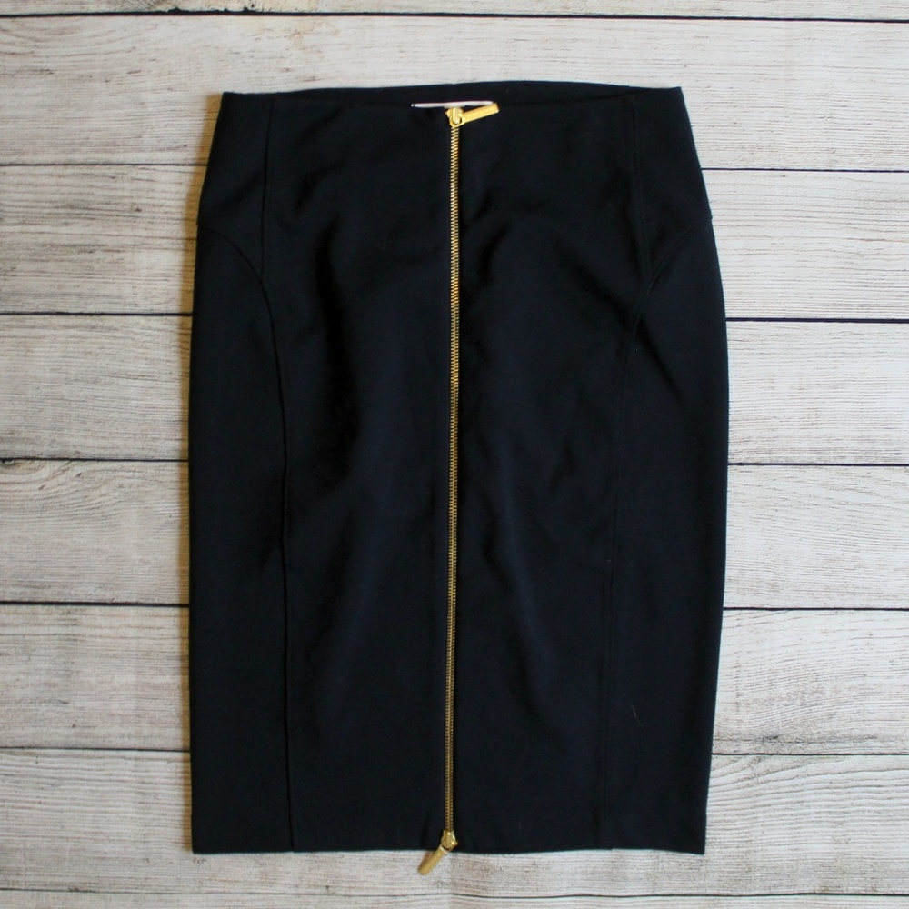 Michael Kors Navy Knit Pencil Skirt Zipper Detail